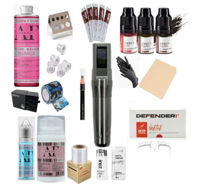 Набор для перманентного макияжа с беспроводной машинкой Defenderr onyx air