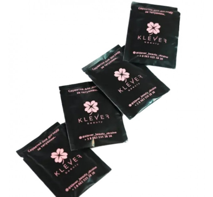 Серветка для догляду за татуажем з хлоргексидином Klever Beauty